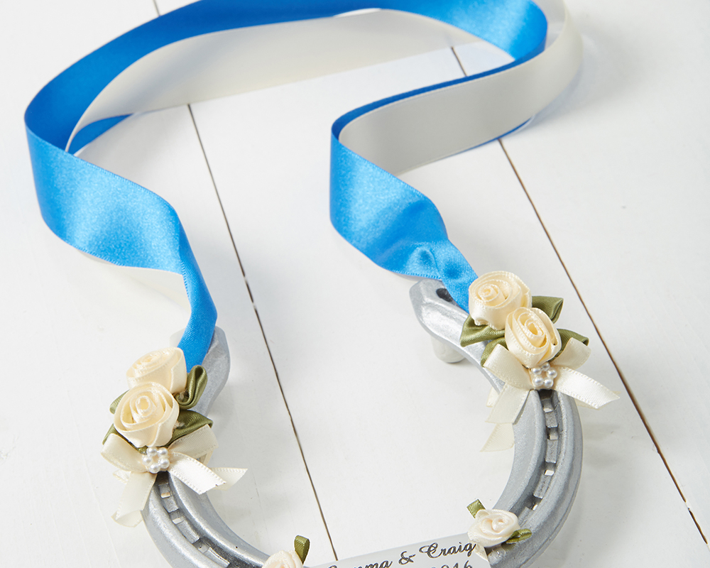 Double Ribbon Wedding Horseshoe WeddingHorseShoes